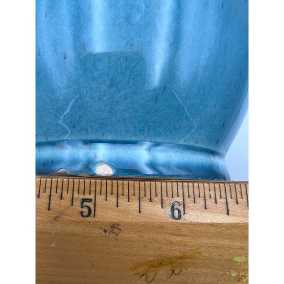 Vintage Blue Ceramic Pitcher Vase Mid Century Modern USA Nippon - Picture 5 of 8